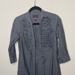 Knoll Gray Embellished Mini Dress